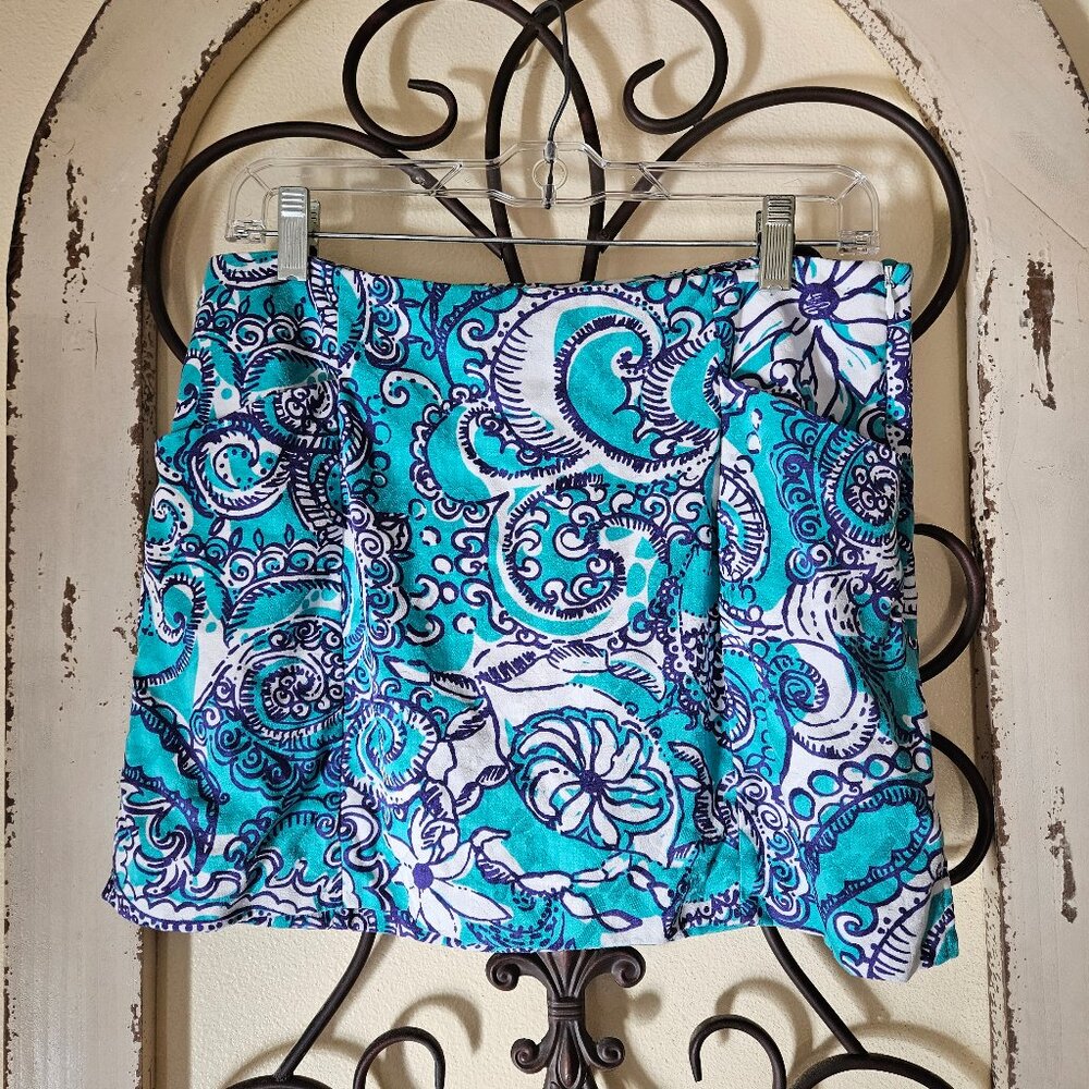 Lilly Pulitzer Teal /white Womens Skort size 4